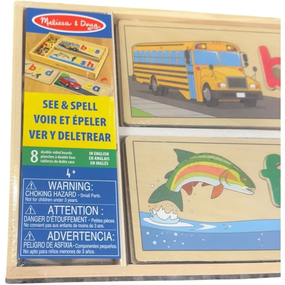 Melissa & Doug Wooden See & Spell Wooden Kids Learning Puzzle Toy. NEW.